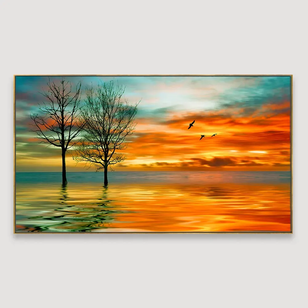 Sunset Scenery  Canvas Painting With Frame