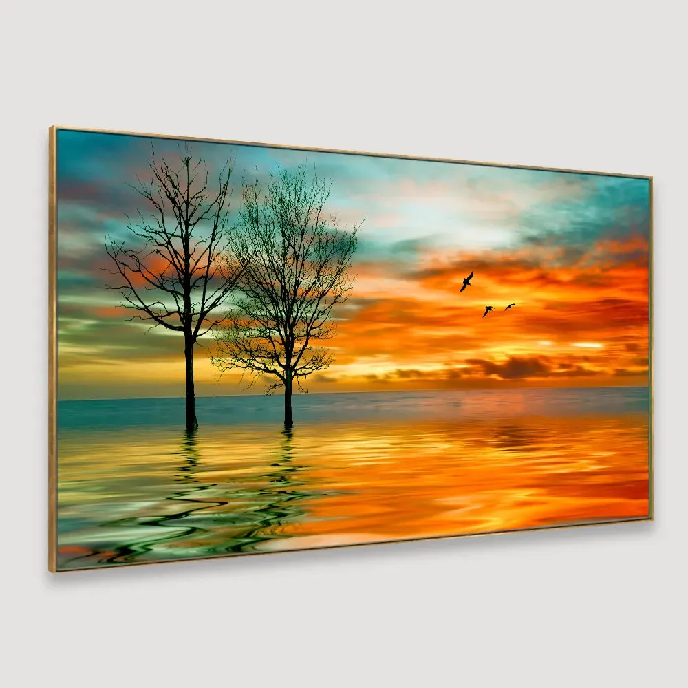Sunset Scenery  Canvas Painting With Frame