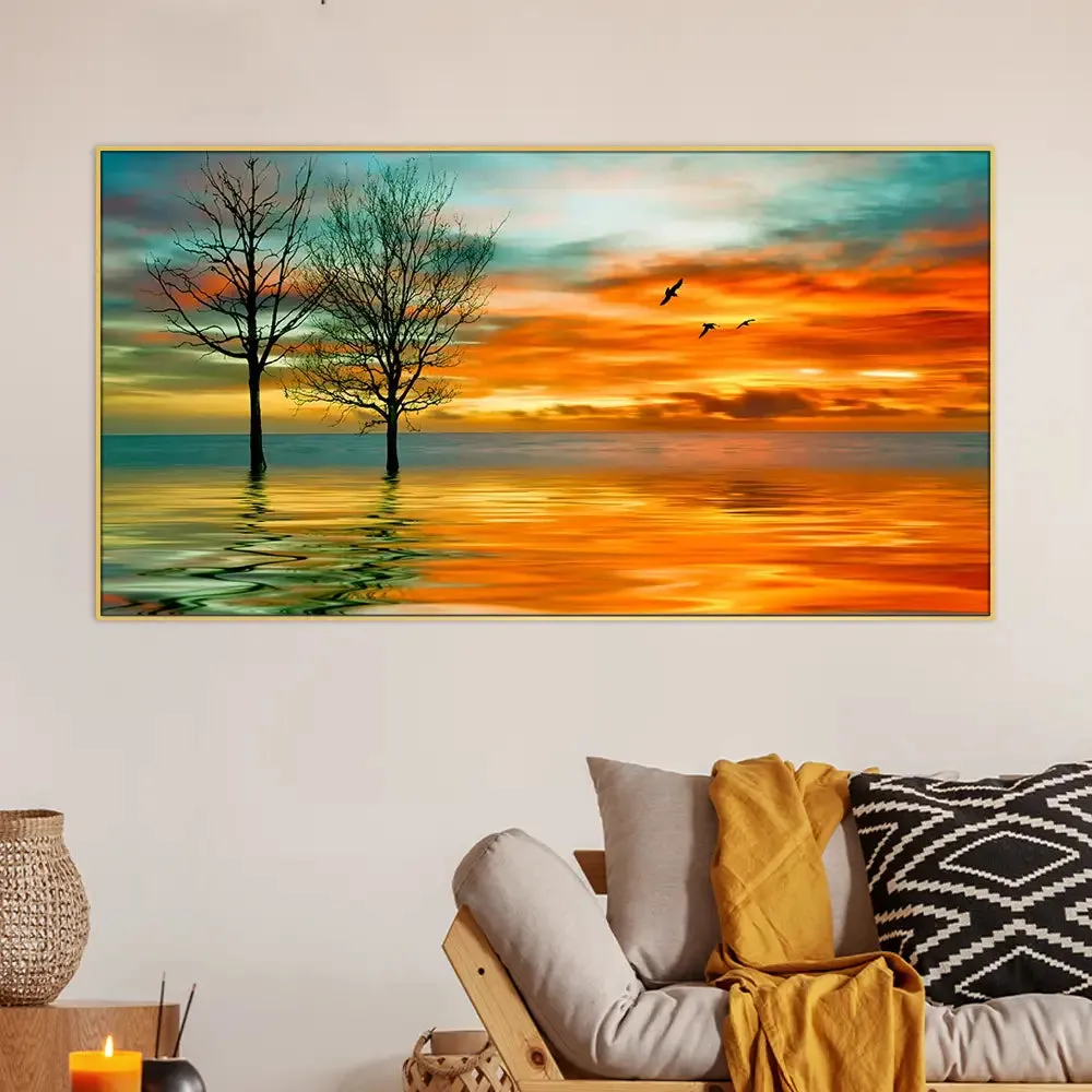 Sunset Scenery  Canvas Painting With Frame
