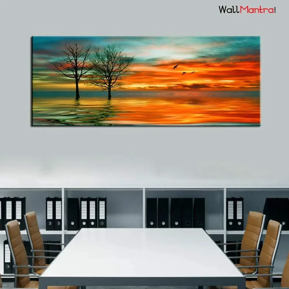 Sunset Scenery  Canvas Painting With Frame