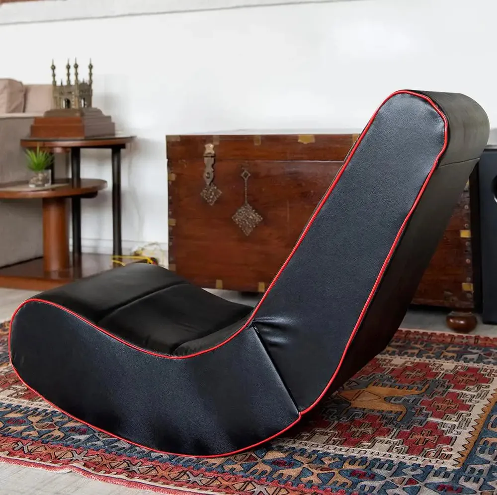 Super Comfy Foldable Floor Chair / Floor Gaming Rocker Chair (Red and Black)