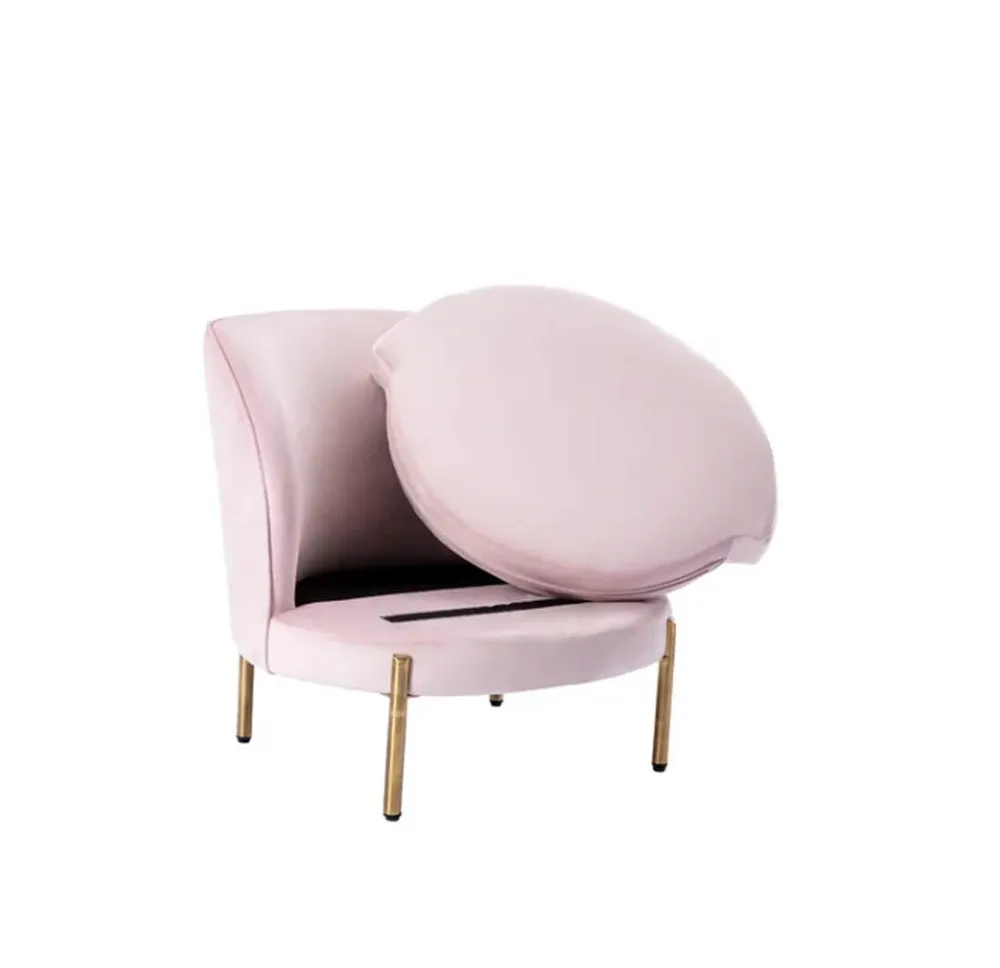 Super Padded Comfy Pink Velvet Lounge Chair Single Piece
