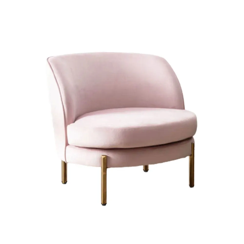 Super Padded Comfy Pink Velvet Lounge Chair Single Piece