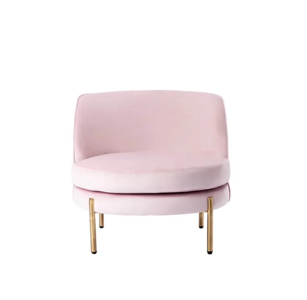 Super Padded Comfy Pink Velvet Lounge Chair Single Piece
