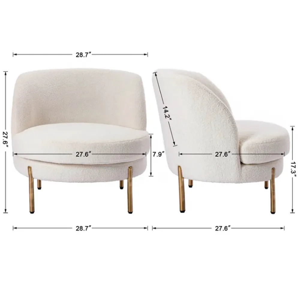 Super Padded Comfy White Velvet Lounge Chair Single Piece