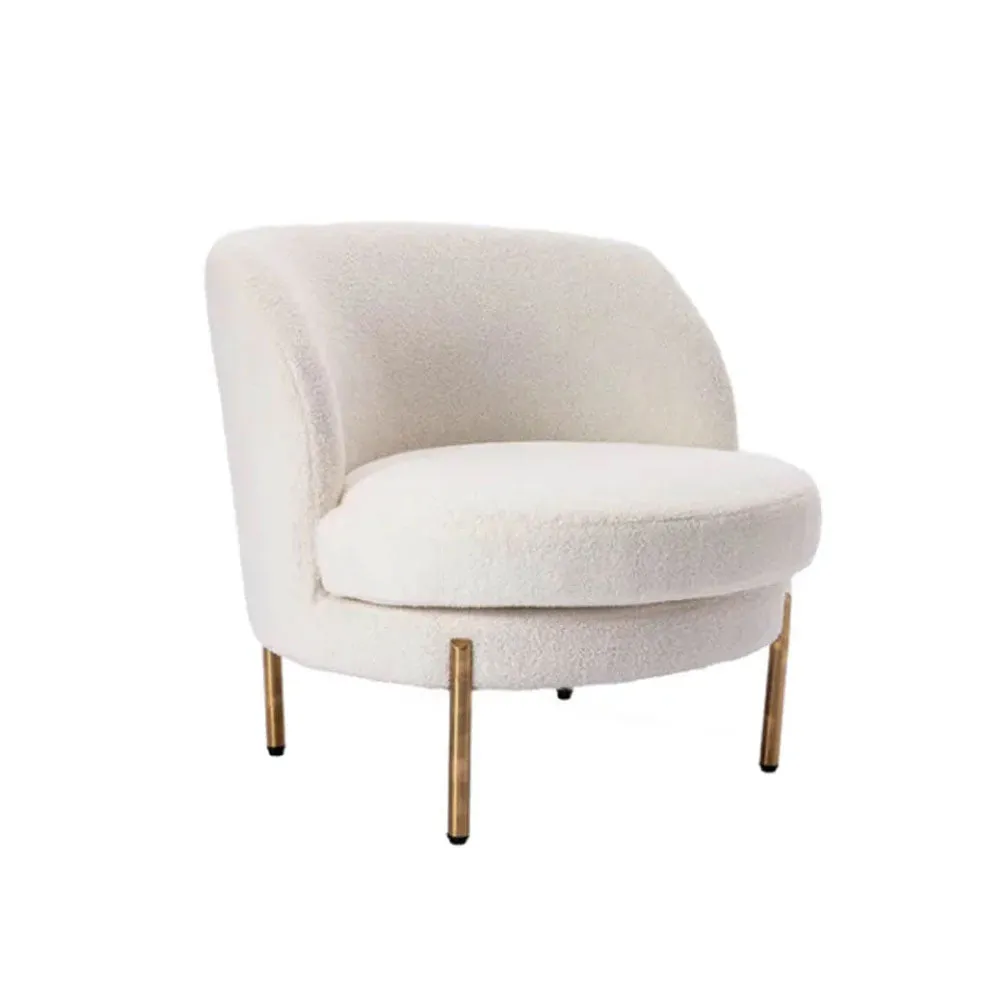 Super Padded Comfy White Velvet Lounge Chair Single Piece