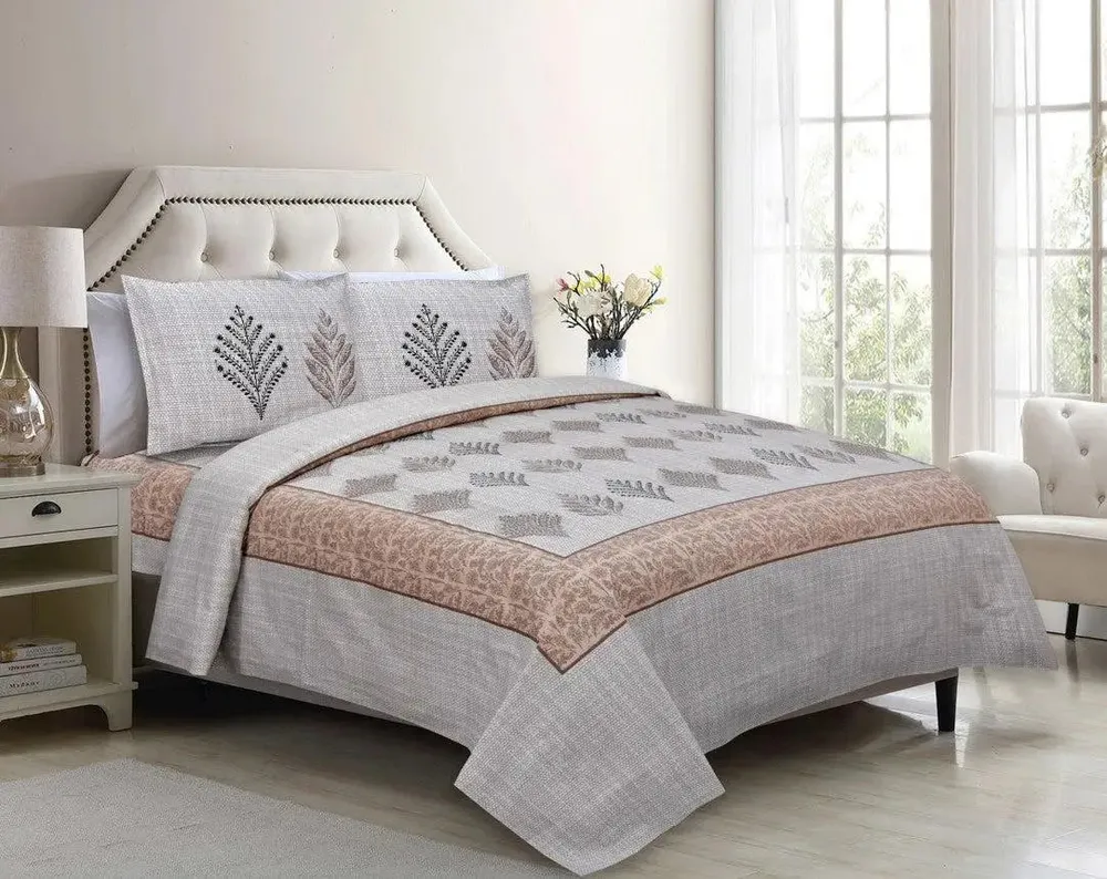 Super Soft & Breathable 144 TC Cotton Double Bedsheet with Pillow Covers