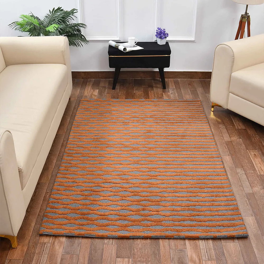 Superior-quality Gold and Grey Abstract Print Polyester Carpet 2X5