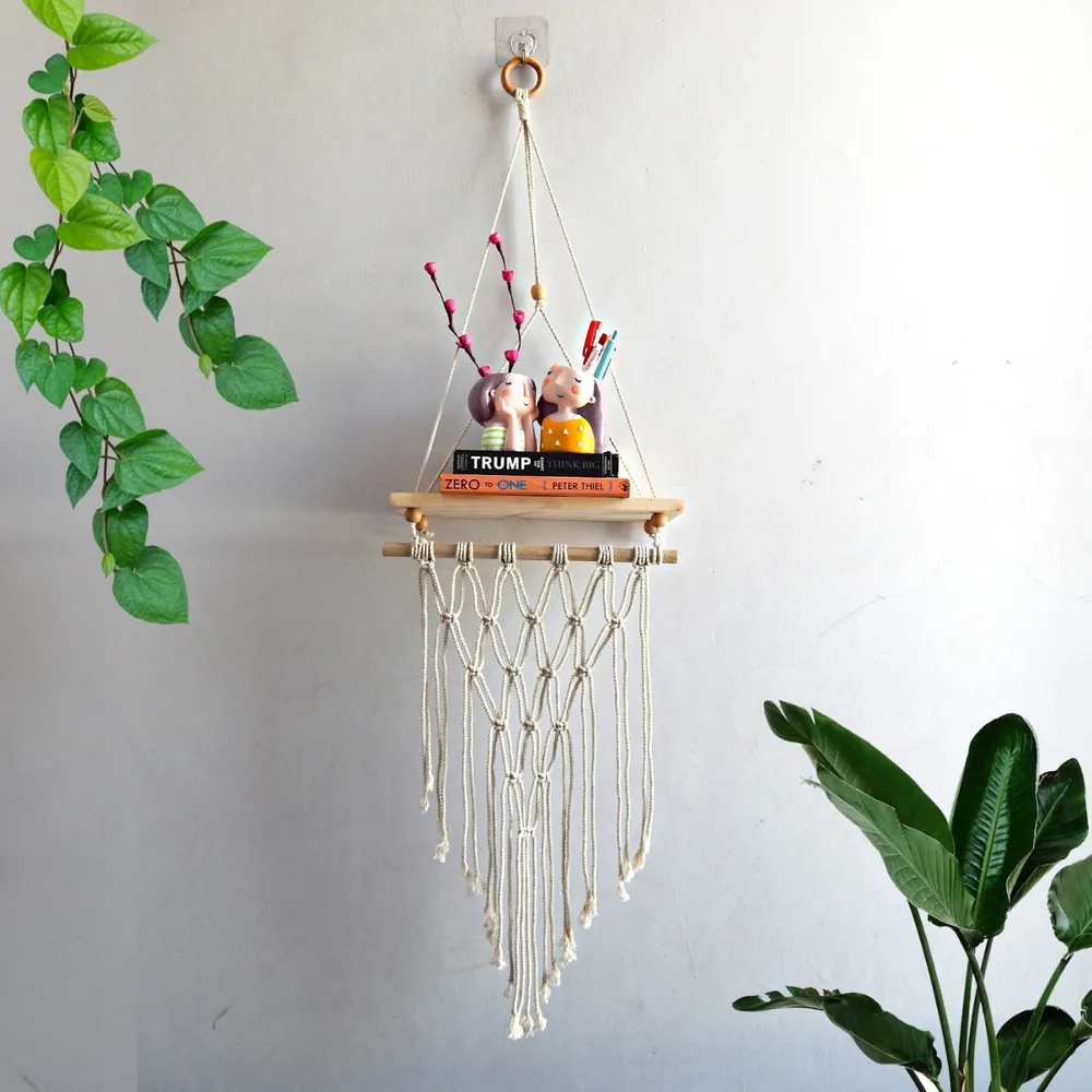 Superior-quality Knotted Macrame Wall Hanging Shelf