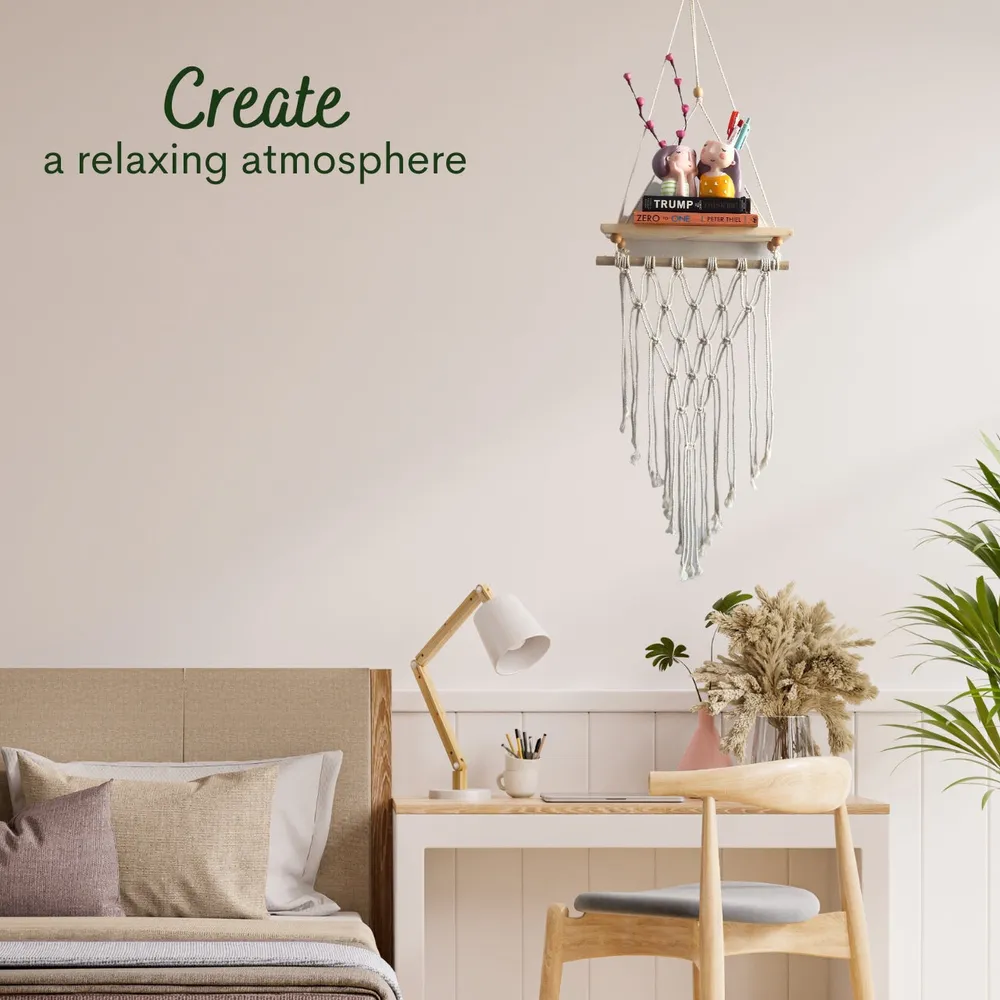 Superior-quality Knotted Macrame Wall Hanging Shelf