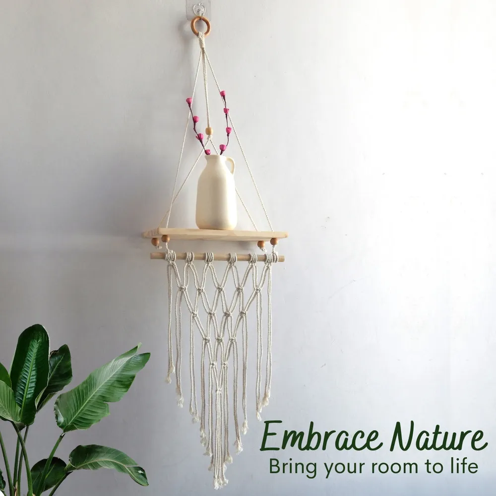 Superior-quality Knotted Macrame Wall Hanging Shelf