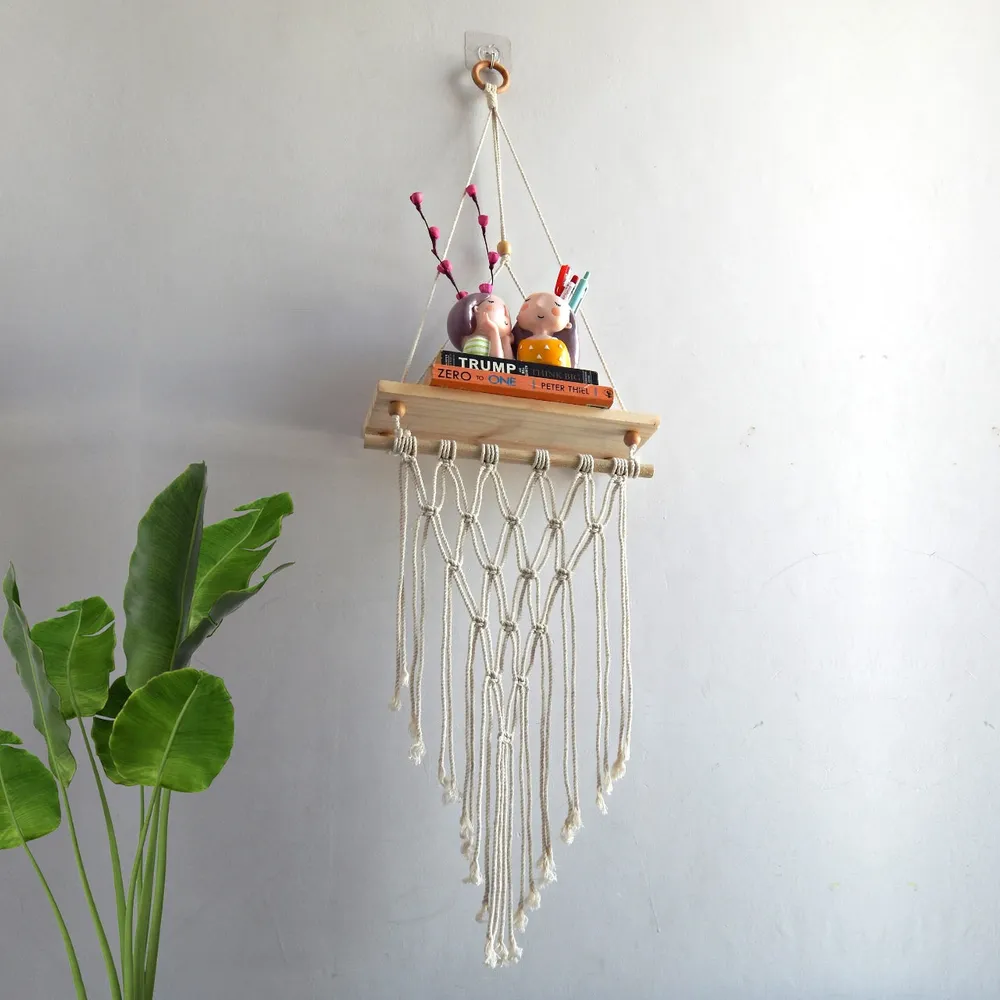 Superior-quality Knotted Macrame Wall Hanging Shelf
