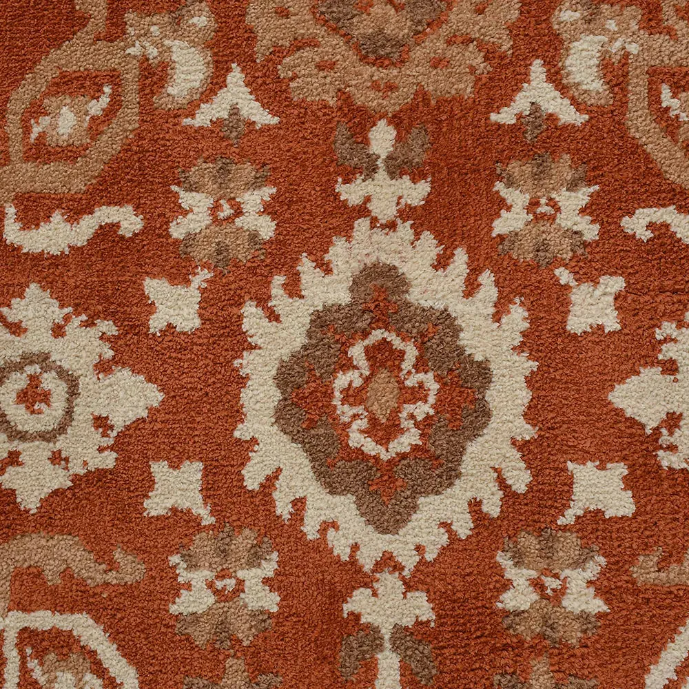 Superior-quality Orange and Beige Traditional Print Polyester Carpet for Living Room 2X5
