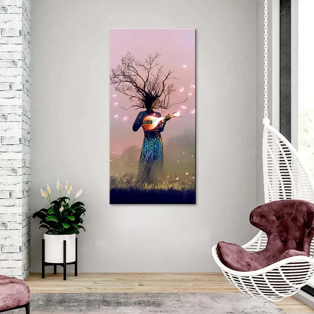 Surreal Music of Trees Canvas Wall Painting With Frame