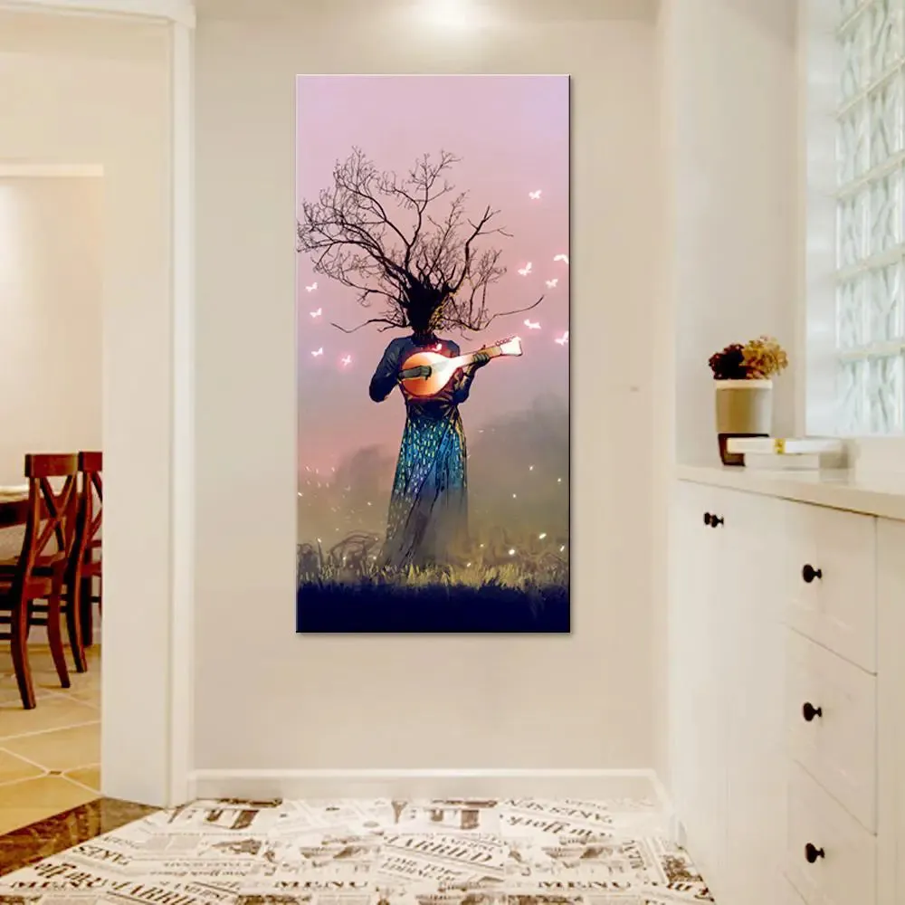 Surreal Music of Trees Canvas Wall Painting With Frame