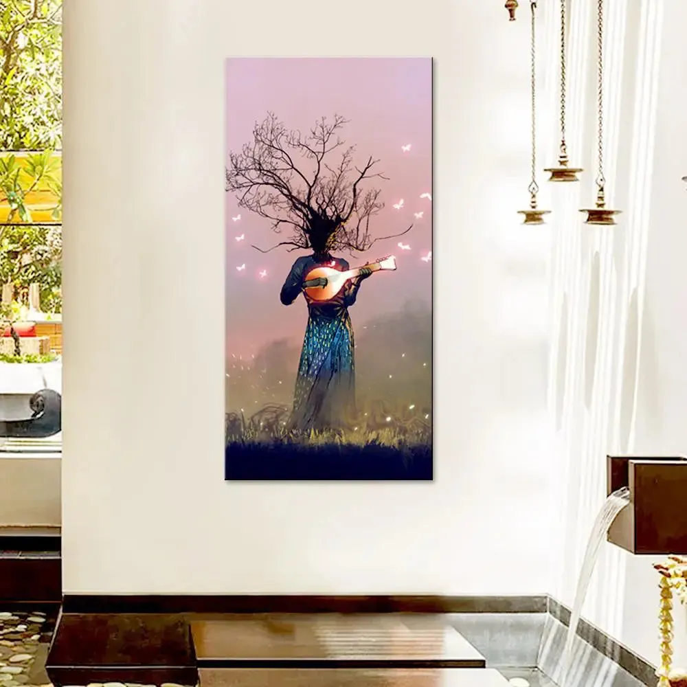 Surreal Music of Trees Canvas Wall Painting With Frame