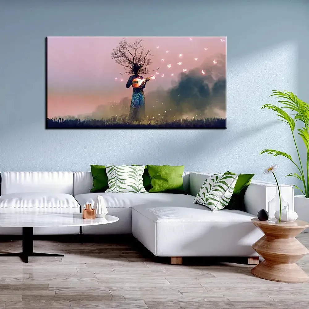 Surreal Music of Trees Wall Painting With Frame