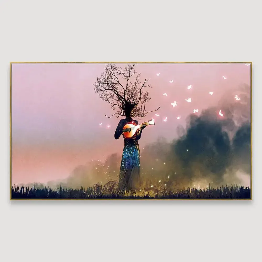 Surreal Music of Trees Wall Painting With Frame
