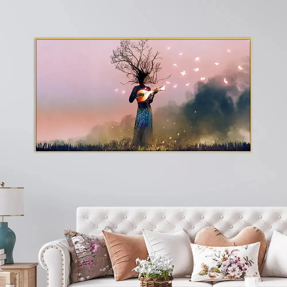 Surreal Music of Trees Wall Painting With Frame