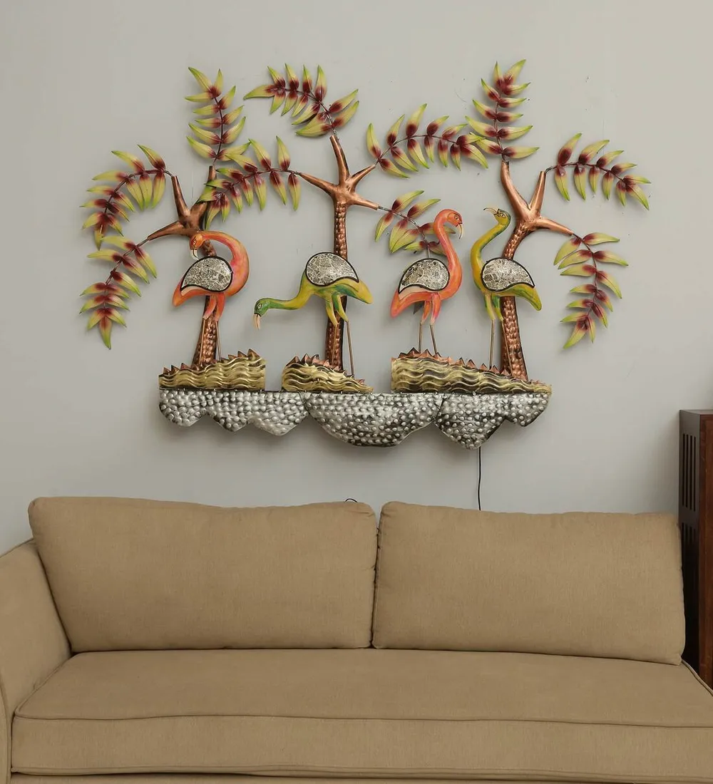 Swan Designer Tropical Touch LED Metal Wall Decor