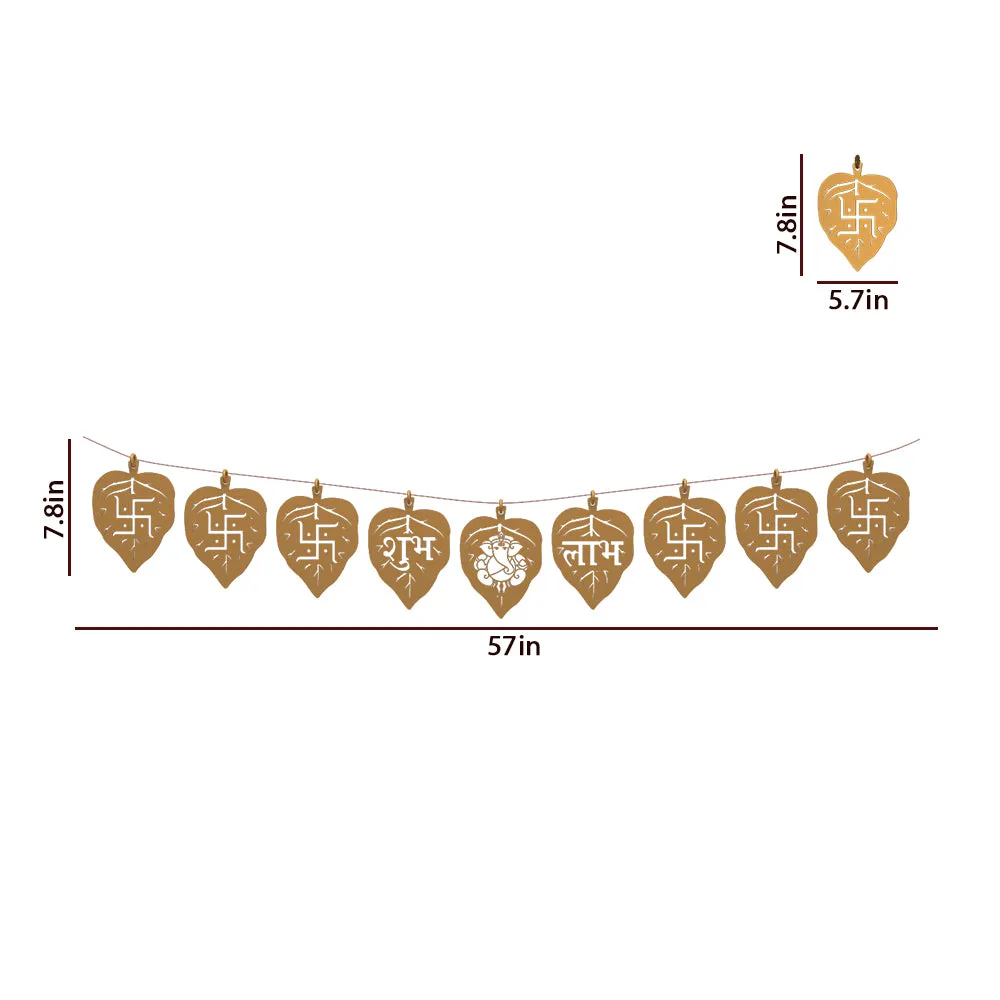 Swastik Designer Golden Wooden Torana