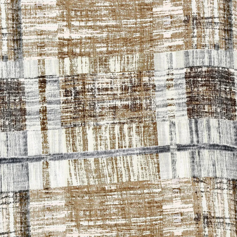 Swayam Abstract Checkered Brown & Yellow Blended Cotton Double Bed Comforter