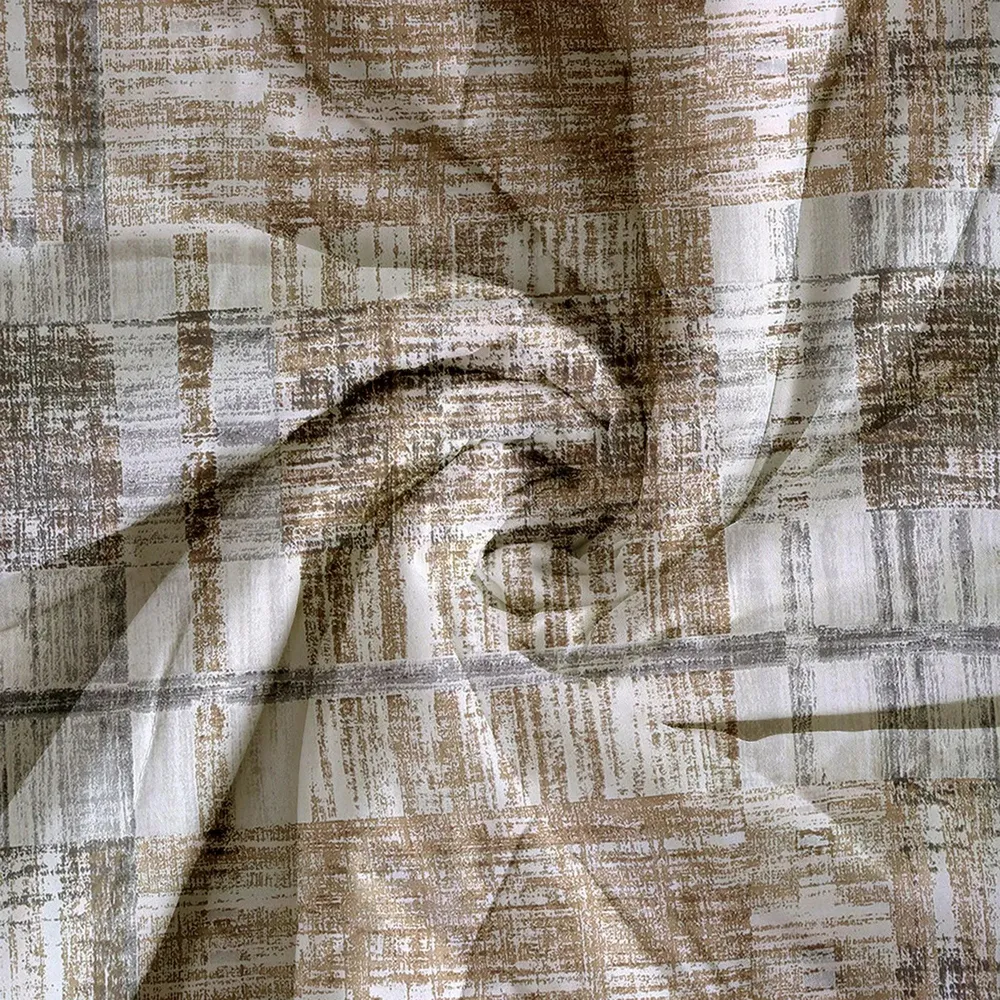 Swayam Abstract Checkered Brown & Yellow Blended Cotton Double Bed Comforter