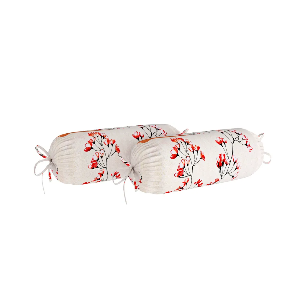 Swayam Ananda 100% Pure Cotton Red Beige Floral Print Diwan Set, Pack of 6