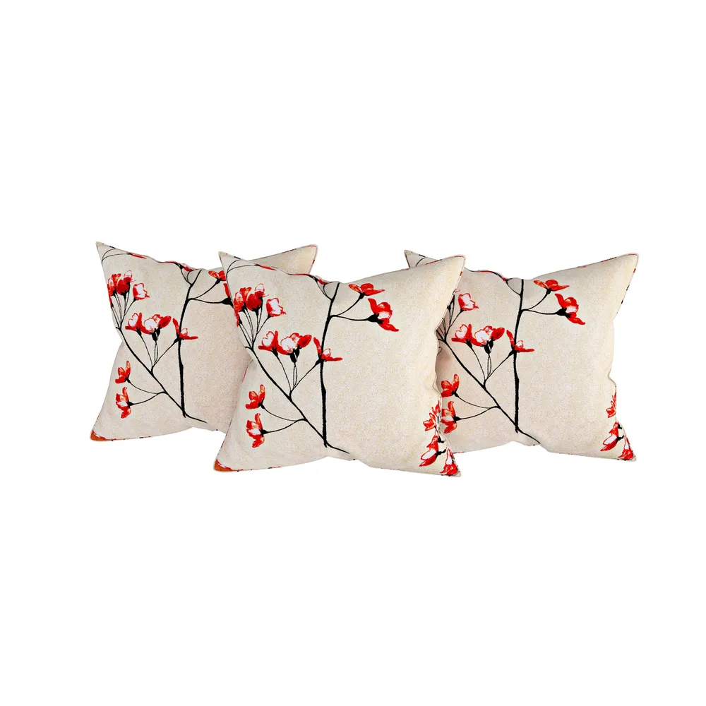 Swayam Ananda 100% Pure Cotton Red Beige Floral Print Diwan Set, Pack of 6