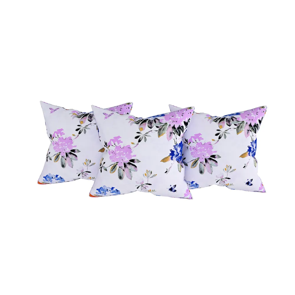 Swayam Ananda 100%Pure Cotton Purple& White Blooming Floral Print Diwan Set, Pack of 6