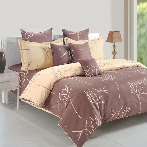 Swayam Ananda Brown & Cream Abstract Double Bed Sheet Set of 4