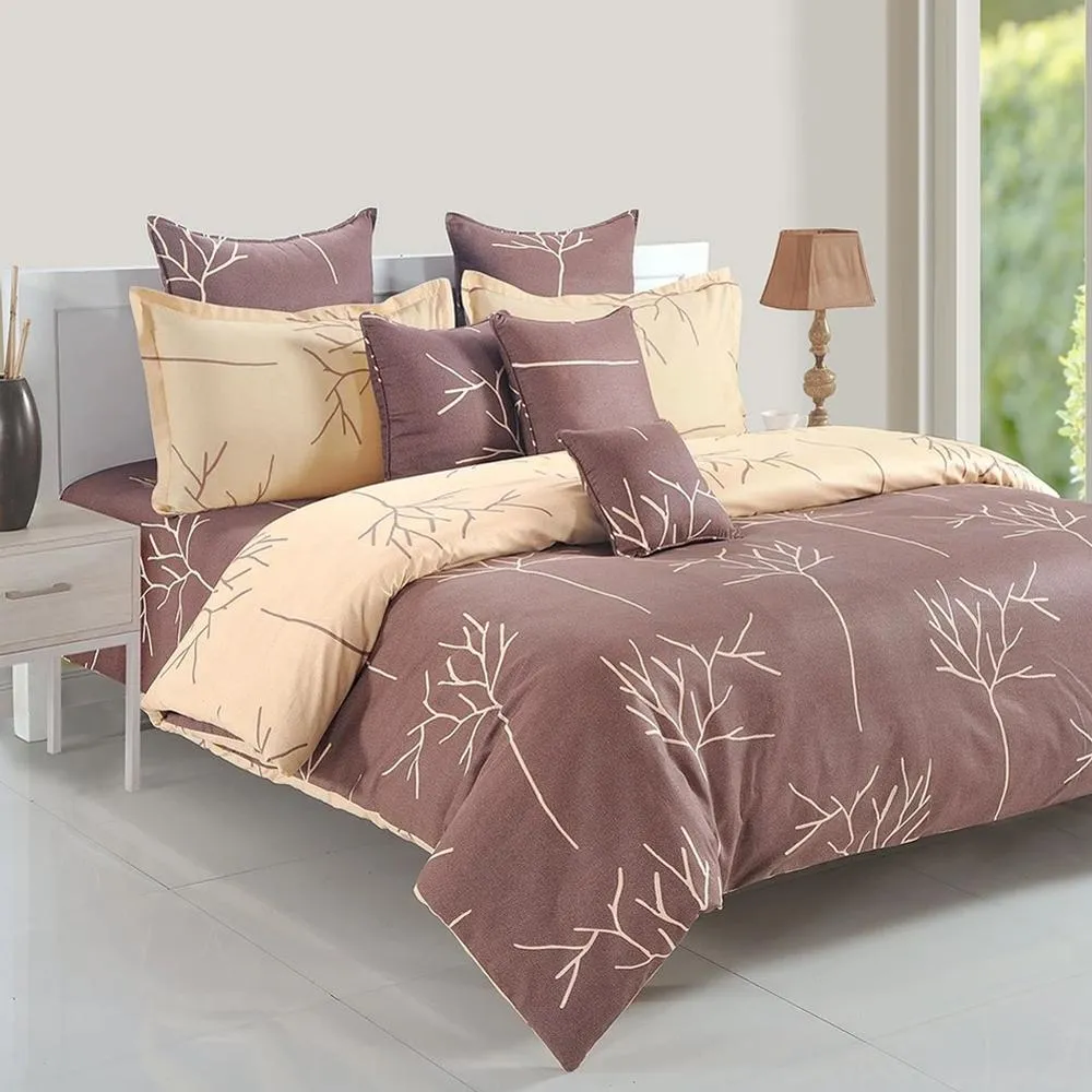 Swayam Ananda Choco & Peach Abstract Cotton Comforter Single Bed Comforter