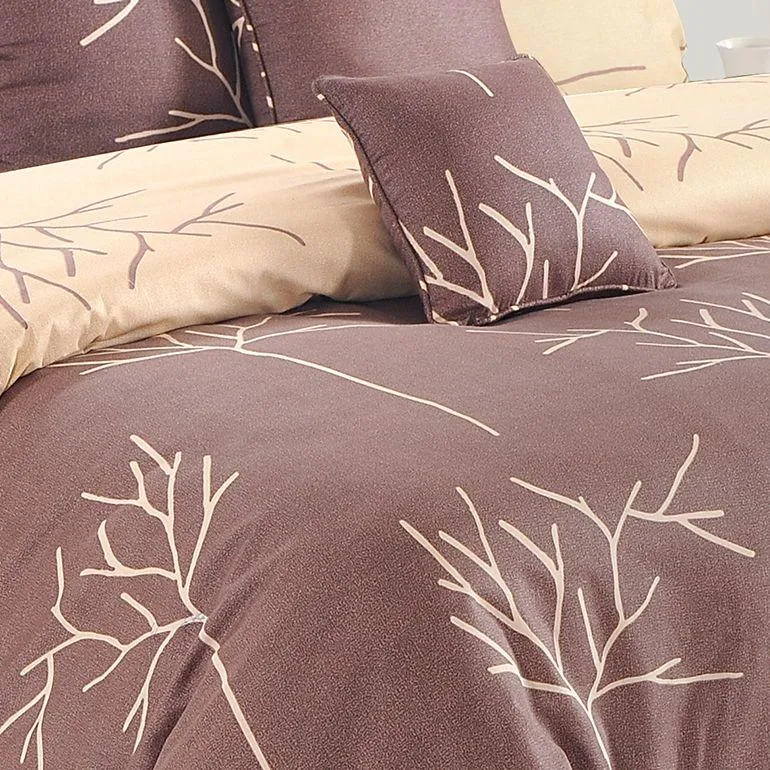 Swayam Ananda Choco & Peach Abstract Cotton Fitted Double Bedsheet
