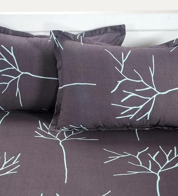 Swayam Ananda Grey & Green Abstract Cotton Double Bedsheet Double Bedsheet