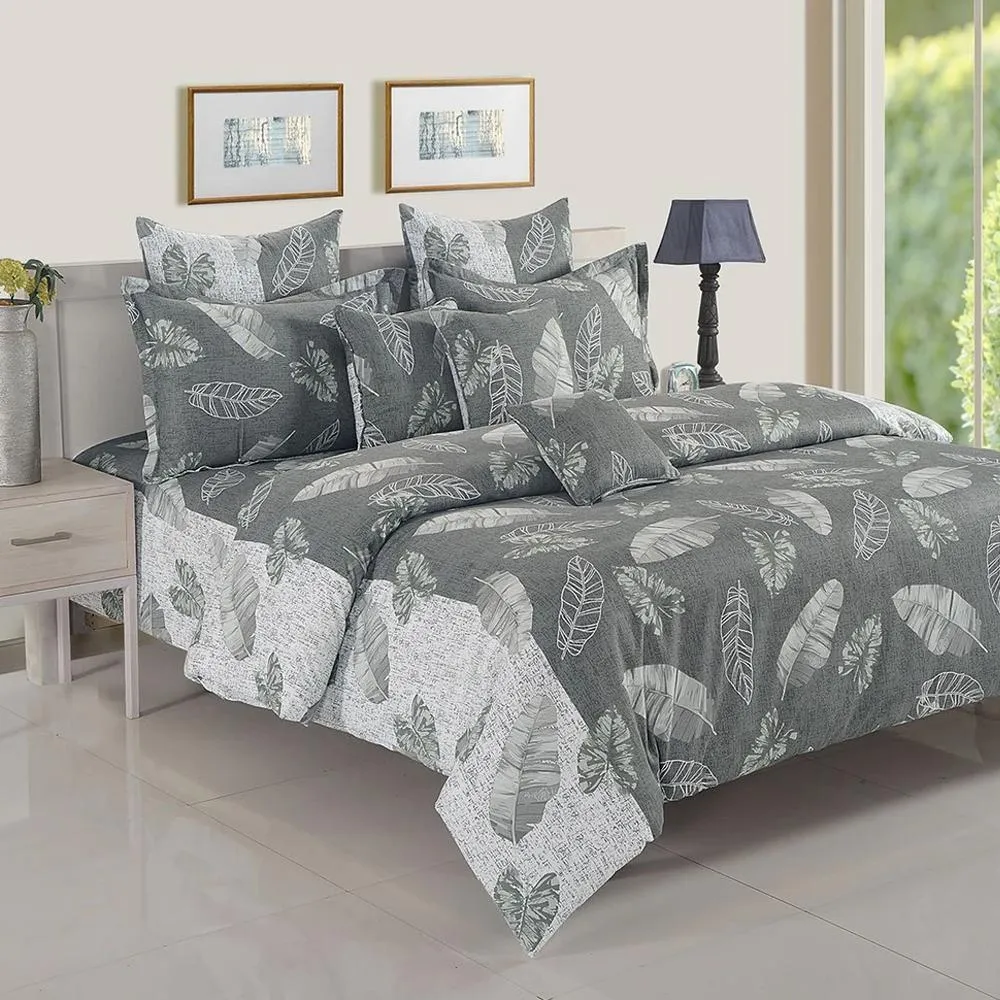 Swayam Ananda Grey & White Abstract Cotton Comforter Single Bed Comforter