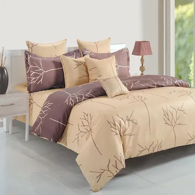 Swayam Ananda Peach & Choco Abstract Cotton Comforter