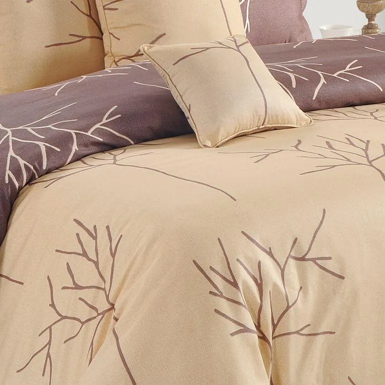 Swayam Ananda Peach & Choco Abstract Cotton Fitted Double Bedsheet
