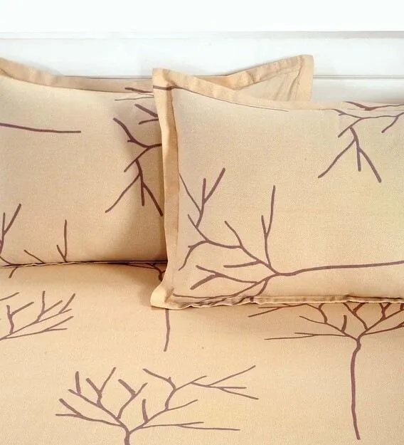 Swayam Ananda Peach & Choco Abstract Cotton Fitted Double Bedsheet