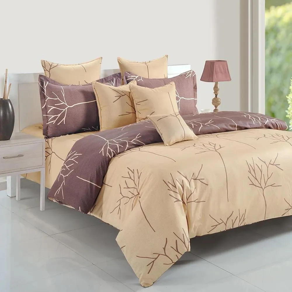 Swayam Ananda Peach & Choco Abstract Cotton Single Bedsheet