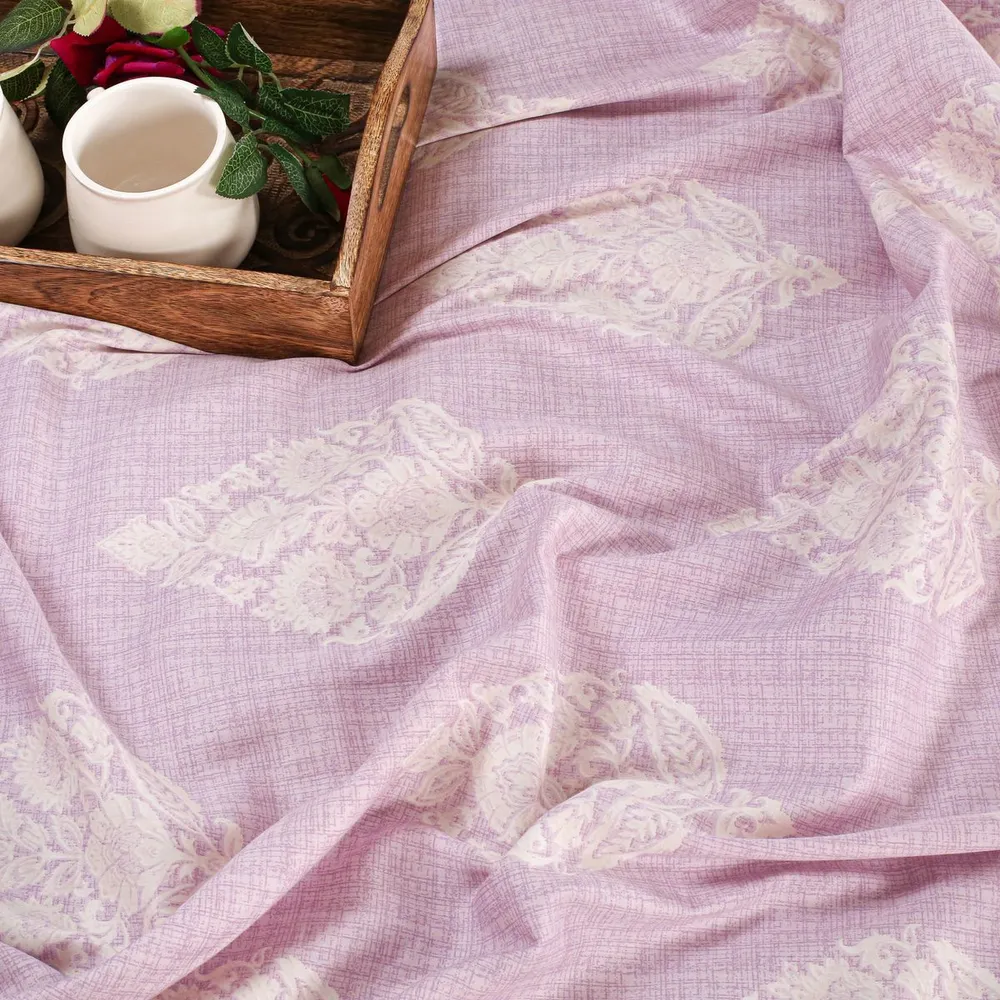 Swayam Arabic Motif print Orchid Veda Extra Large Double Bedsheet with 2 pillow covers