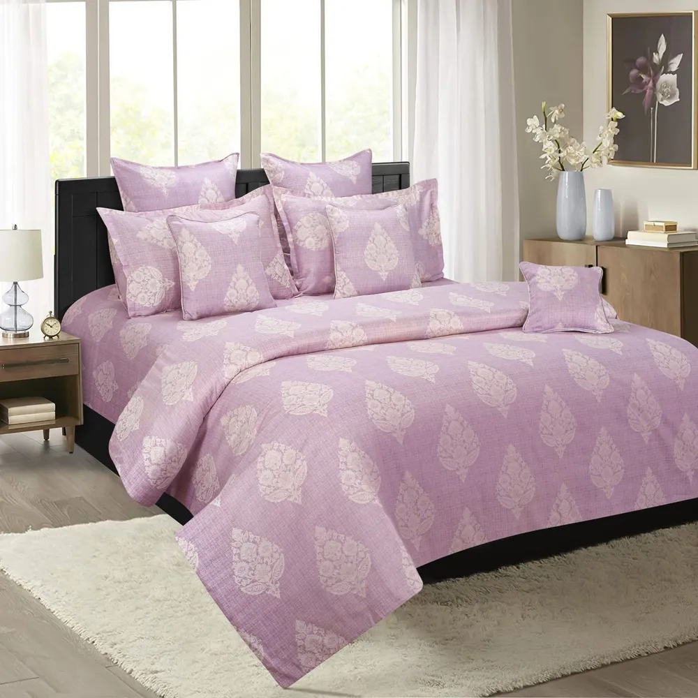 Swayam Arabic Motif print Orchid Veda Extra Large Double Bedsheet with 2 pillow covers