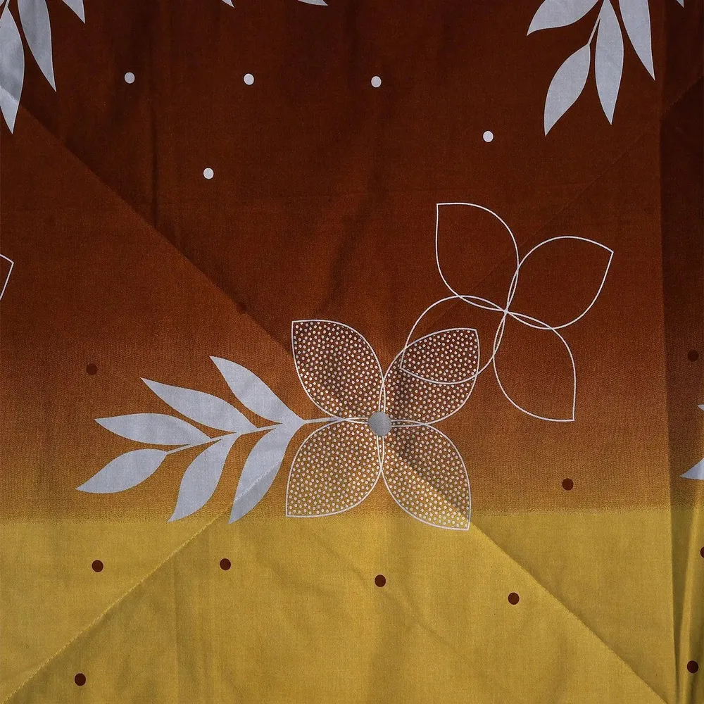 Swayam Artistic Floral Print Yellow & Brown Double Bed Winter Quilt