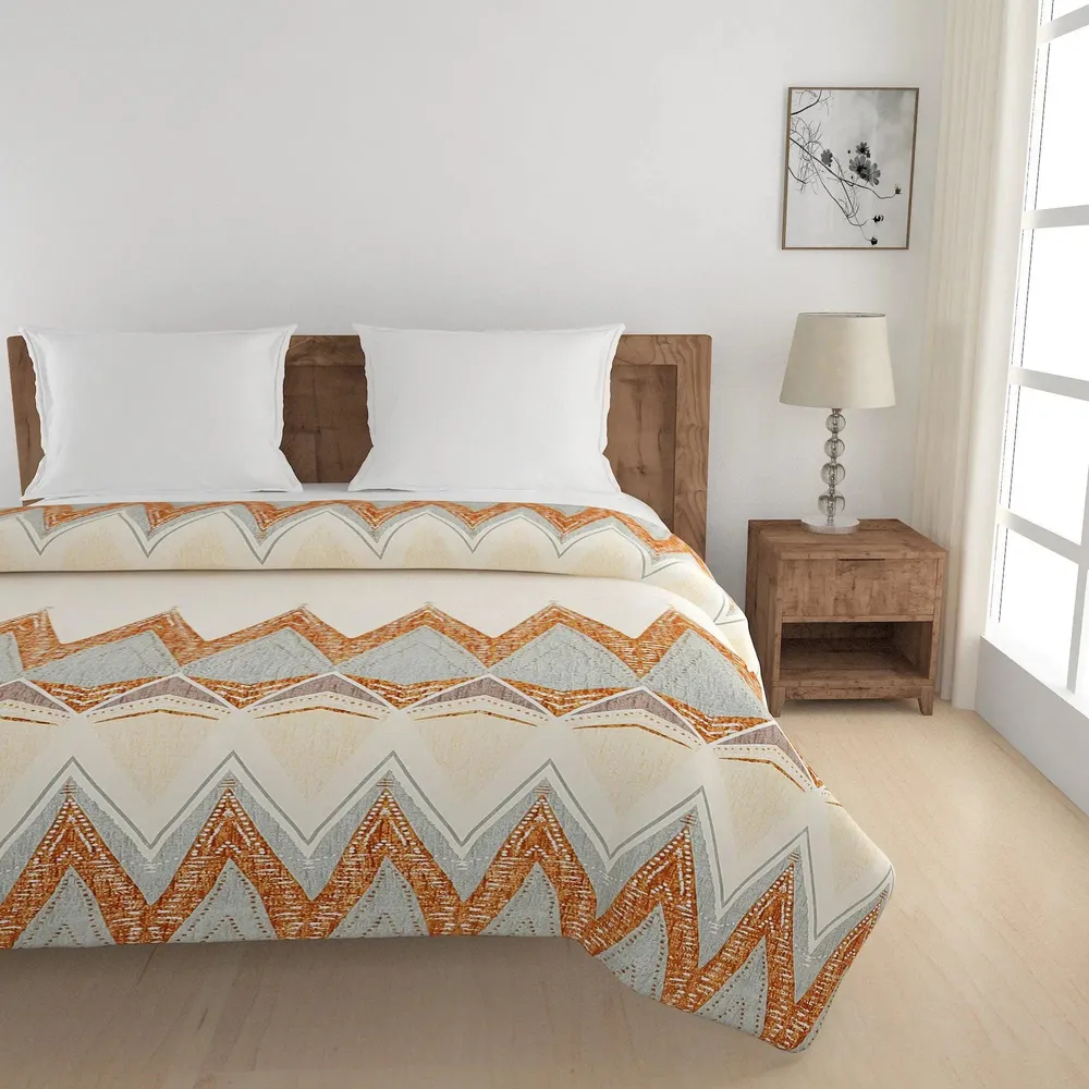 Swayam Aztec Beige & Grey Blended Cotton Double Bed Comforter