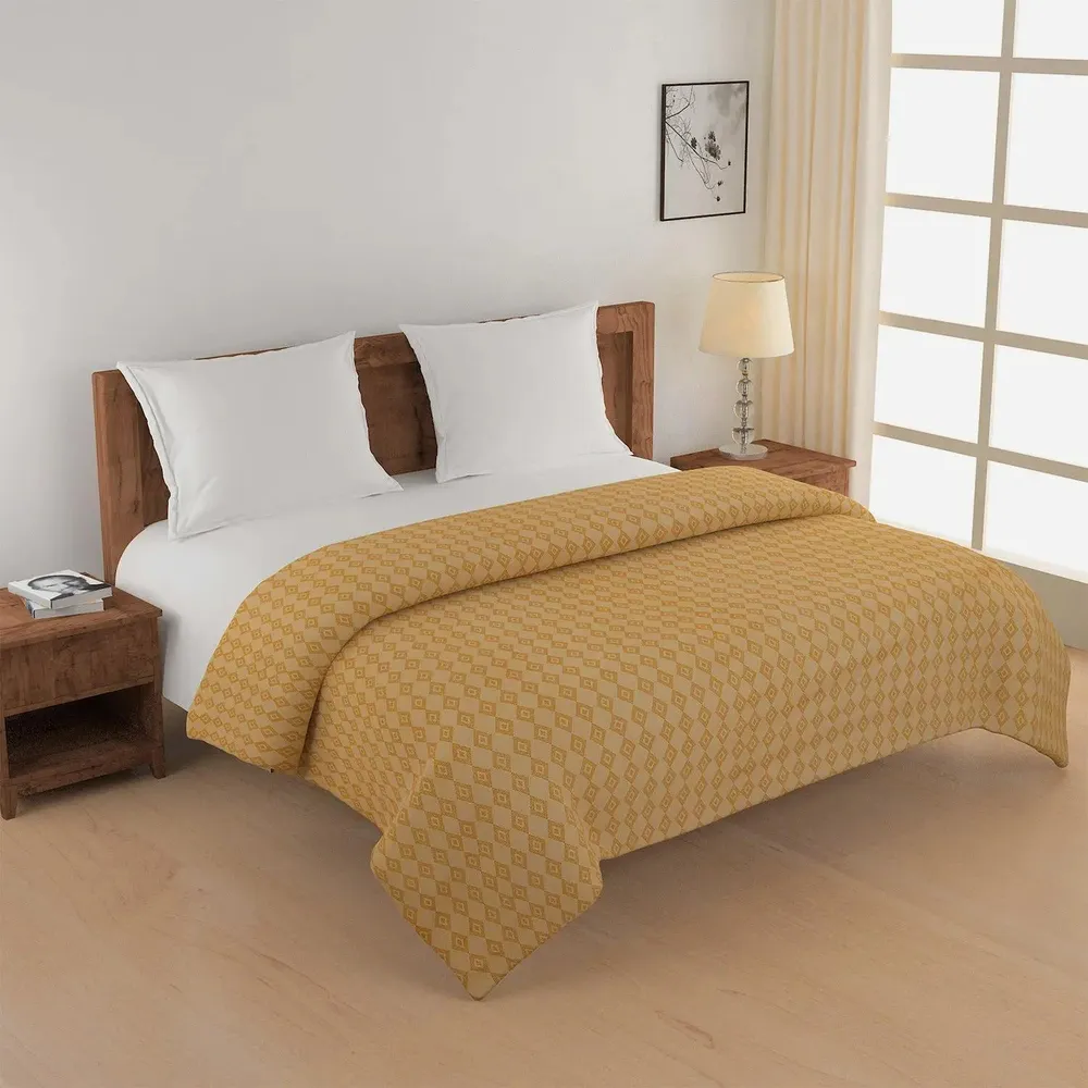 Swayam Beige Traditional Art Pure Cotton Double Bed Comforter