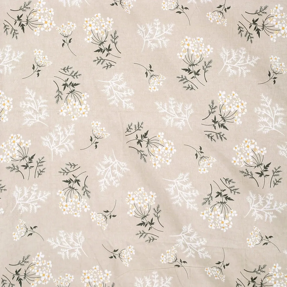 Swayam Beige & White Scanty Floral Blended Cotton Double Bed Comforter