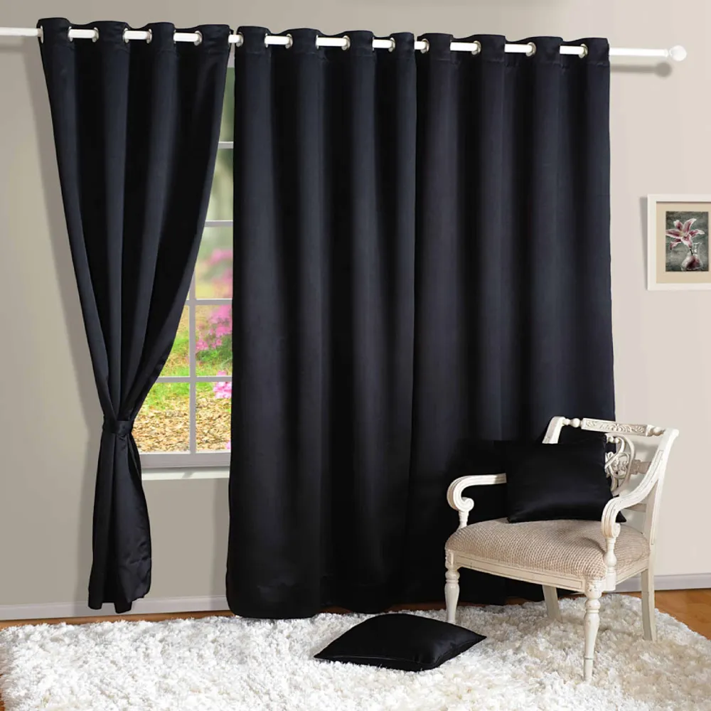 Swayam Black Solid Blackout Eyelet Door Curtain Regular Door Curtains