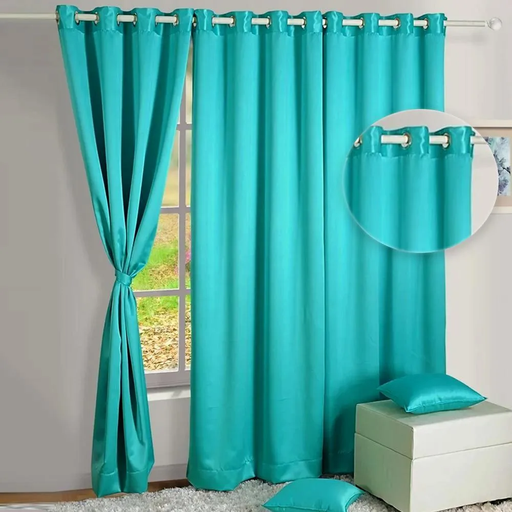Swayam Blue Color Solid Blackout Eyelet Curtain for Door Regular Size Door Curtains