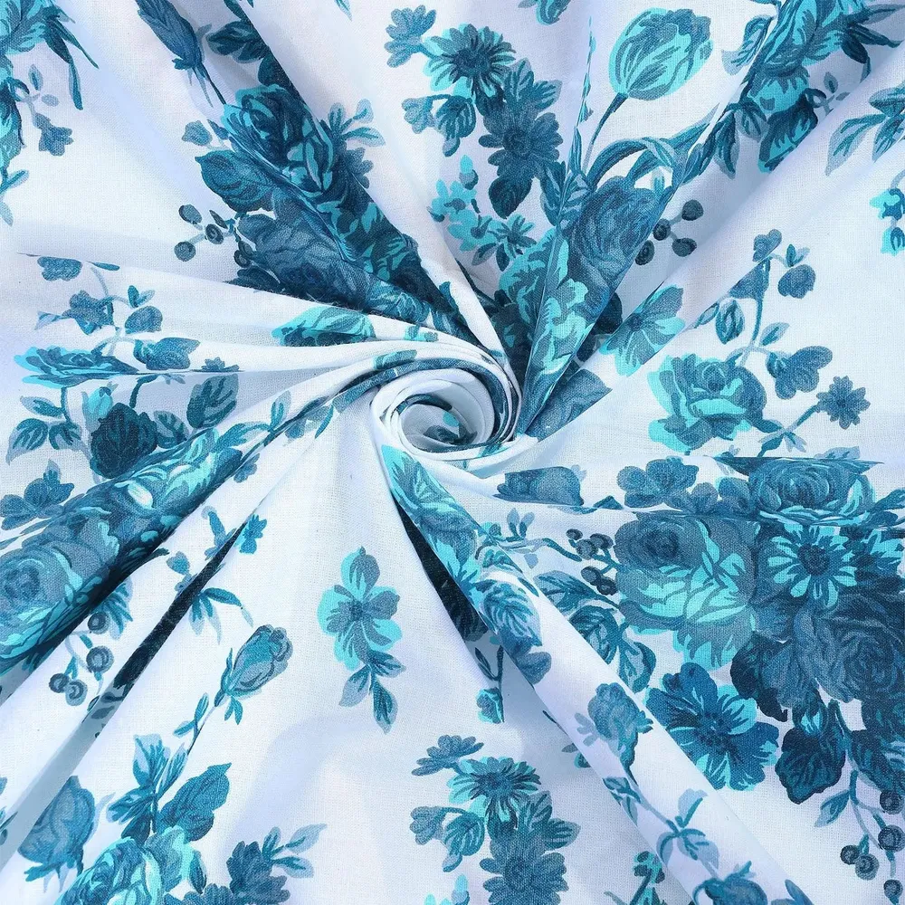 Swayam Blue Floral Spree Double Bed Winter Quilt