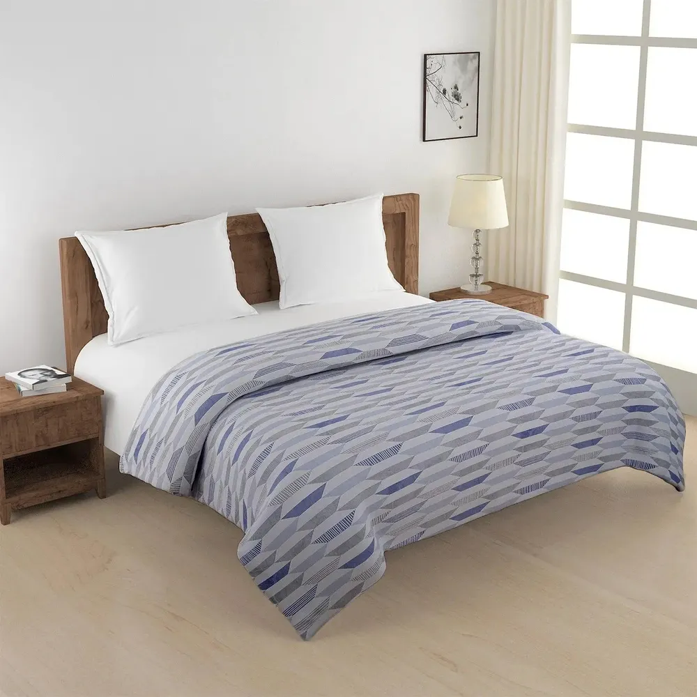 Swayam Blue & Grey Geometric Aesthetics Double Bed Winter Quilt