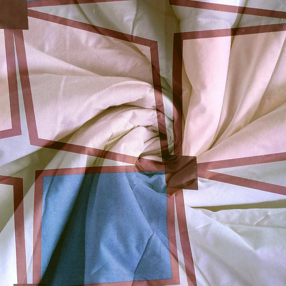Swayam Blue & Pink Box Pattern Blended Cotton Double Bed Comforter